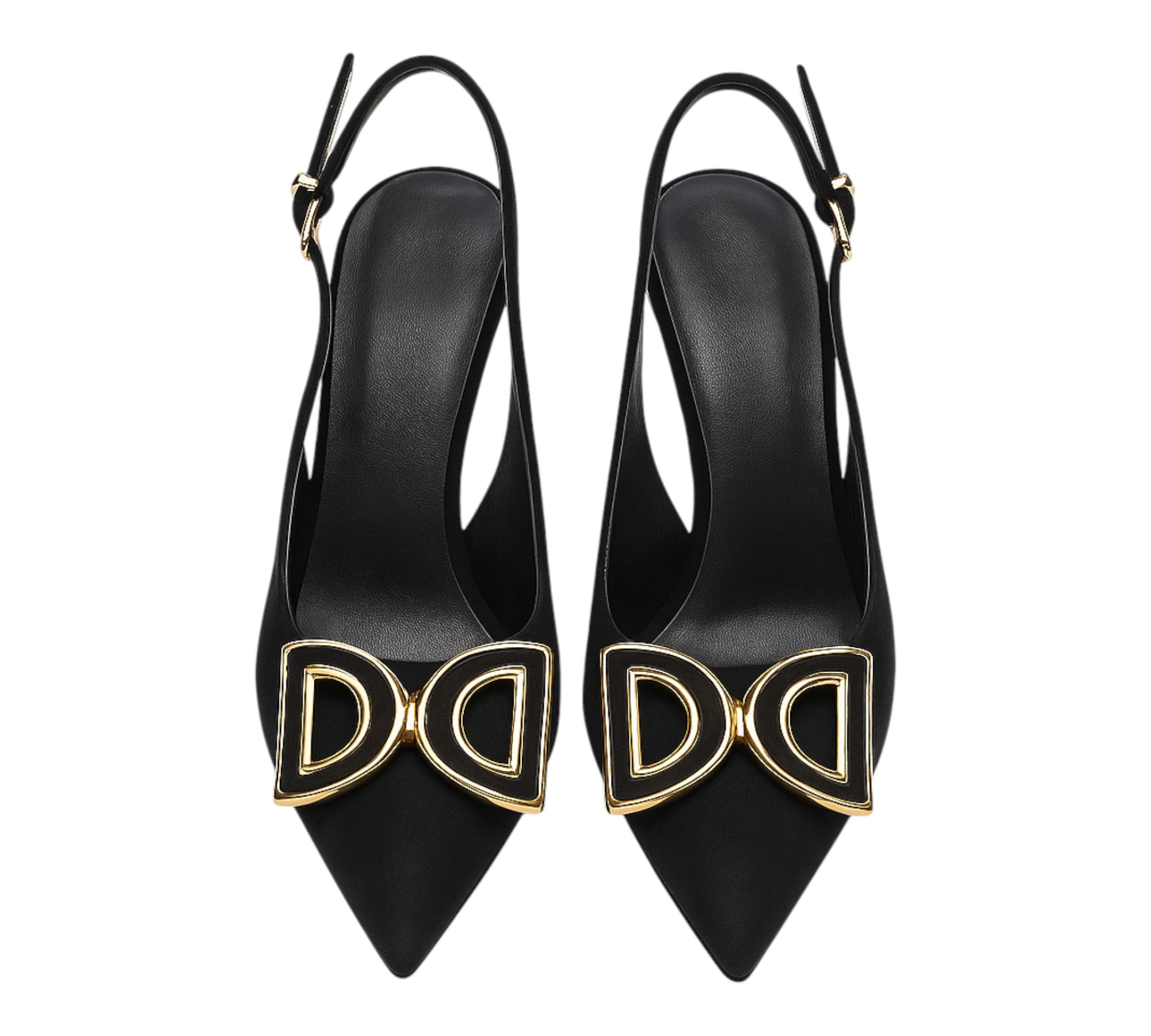 Escarpins noirs à bride arrière et boucle dorée – Élégance et raffinement