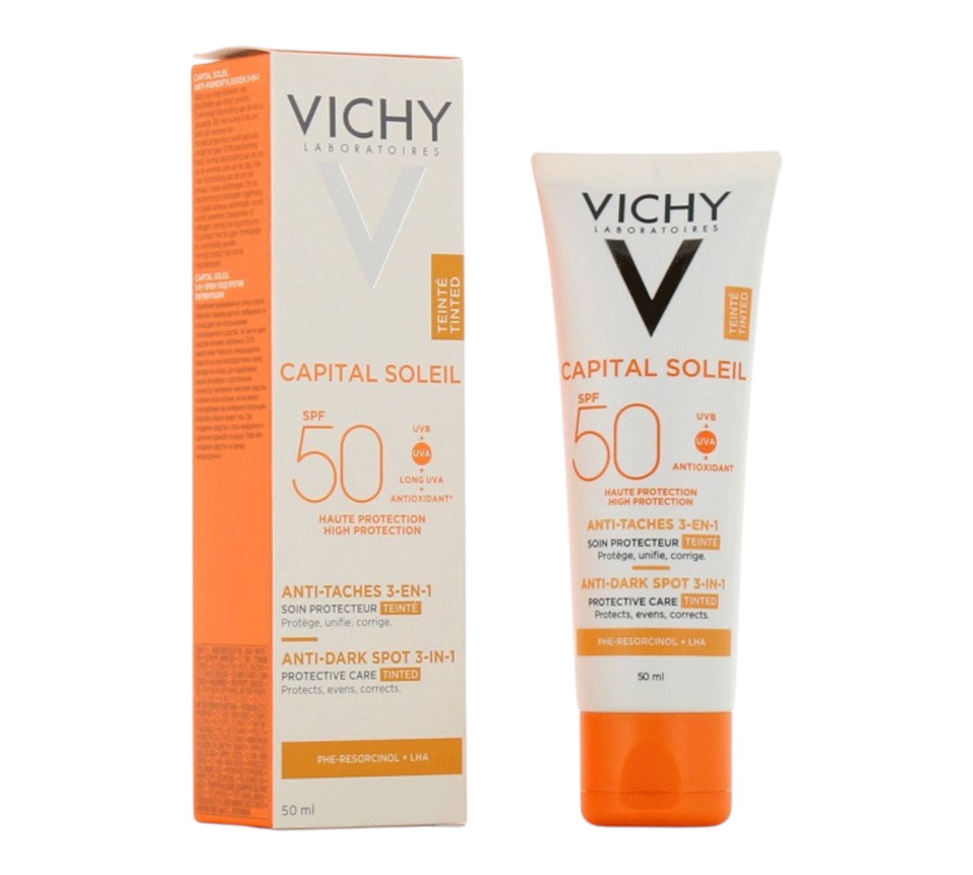 VICHY CAPITAL SOLEIL SOIN ANTI TACHES TEINTEE 3EN1 SPF50 50ML